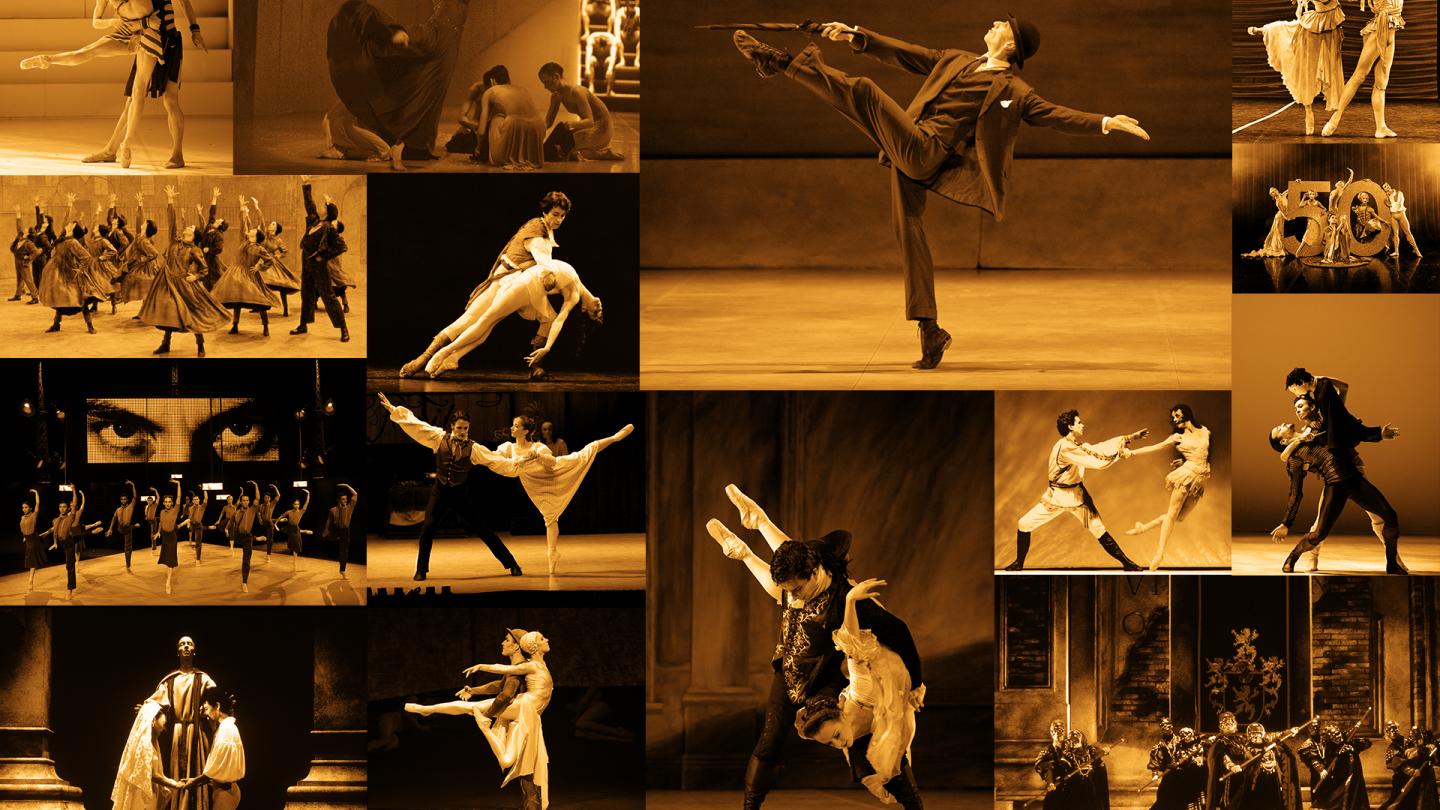 A Collage of images from the last 50 years of Northern Ballet