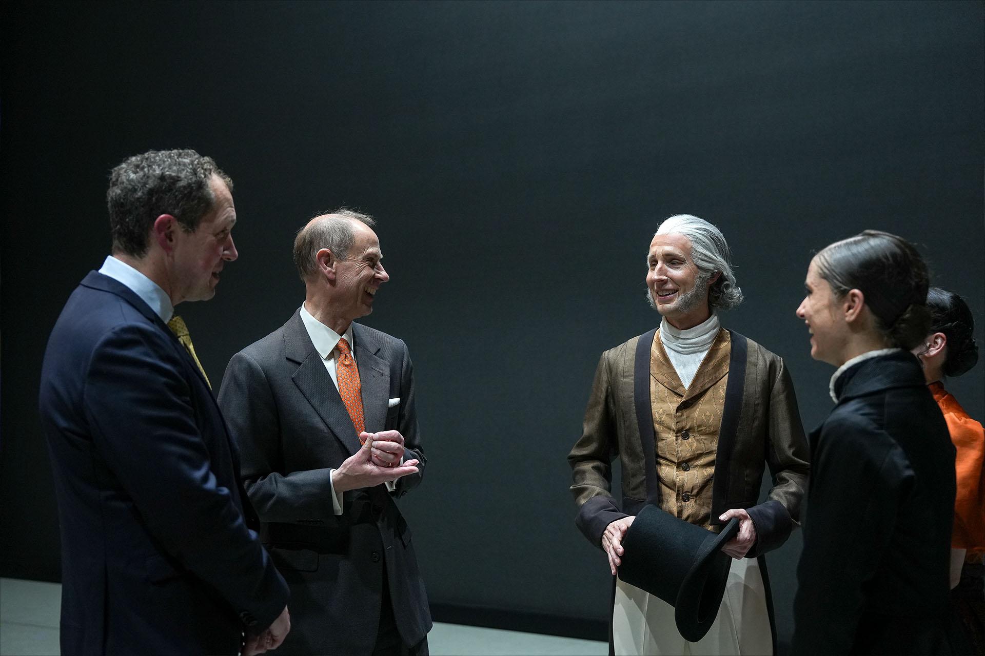 Northern Ballet Chief Exec and HRH The Duke of Edinburgh meeting the dancers of Gentleman Jack on stage