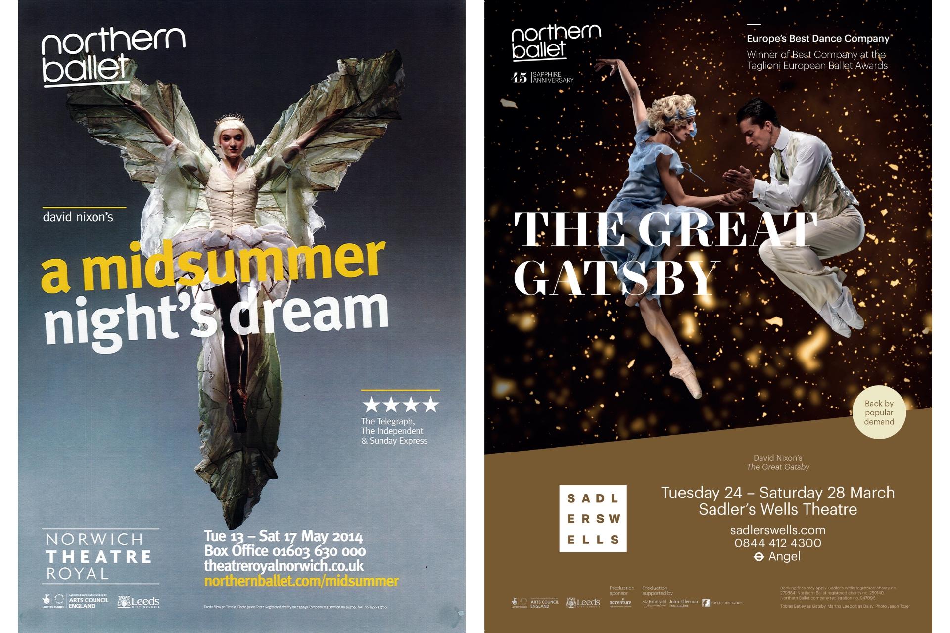 Posters from A Midsummer Night's Dream (2014) and The Great Gatsby (2015)