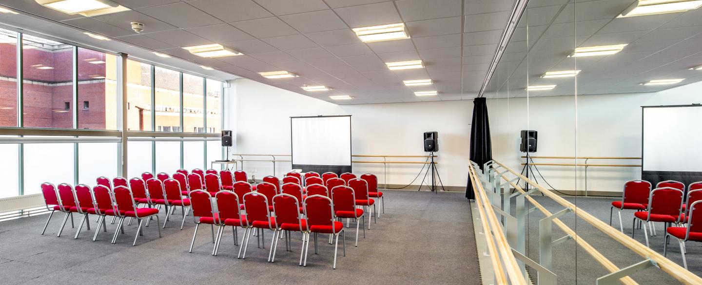 A studio with empty seats