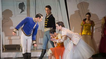 Giuliano looks disdainfully at Cinderella as she is revealed to be a mere serving girl. Photo Bill Cooper.